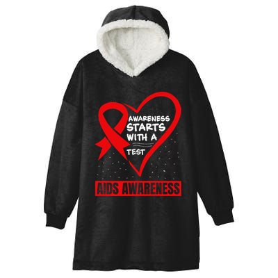 Hiv Awareness Red Ribbon World Aids Day Fighters Hooded Wearable Blanket