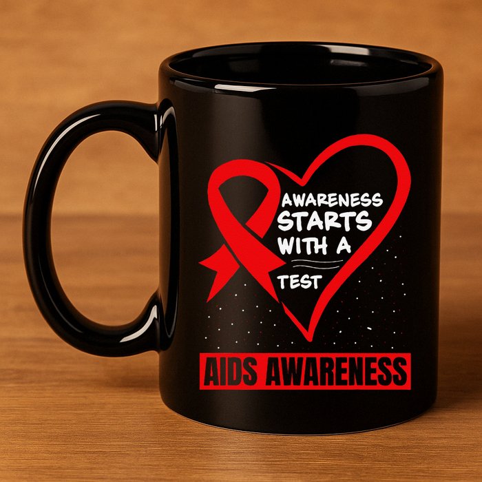 Hiv Awareness Red Ribbon World Aids Day Fighters 11oz C Handle Ceramic Mug