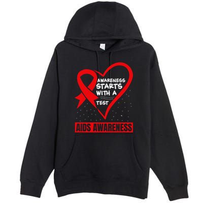Hiv Awareness Red Ribbon World Aids Day Fighters Premium Pullover Hoodie