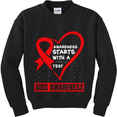 Hiv Awareness Red Ribbon World Aids Day Fighters Kids Sweatshirt