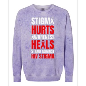 Hiv Awareness Red Ribbon World Aids Day Fighters Colorblast Crewneck Sweatshirt