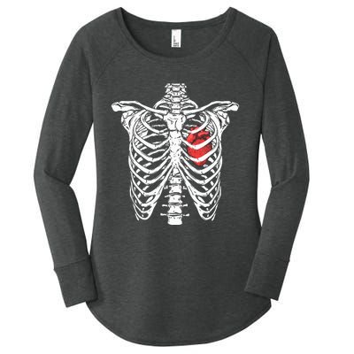 Heart And Ribcage Nurse Funny Skeleton Halloween Women's Perfect Tri Tunic Long Sleeve Shirt