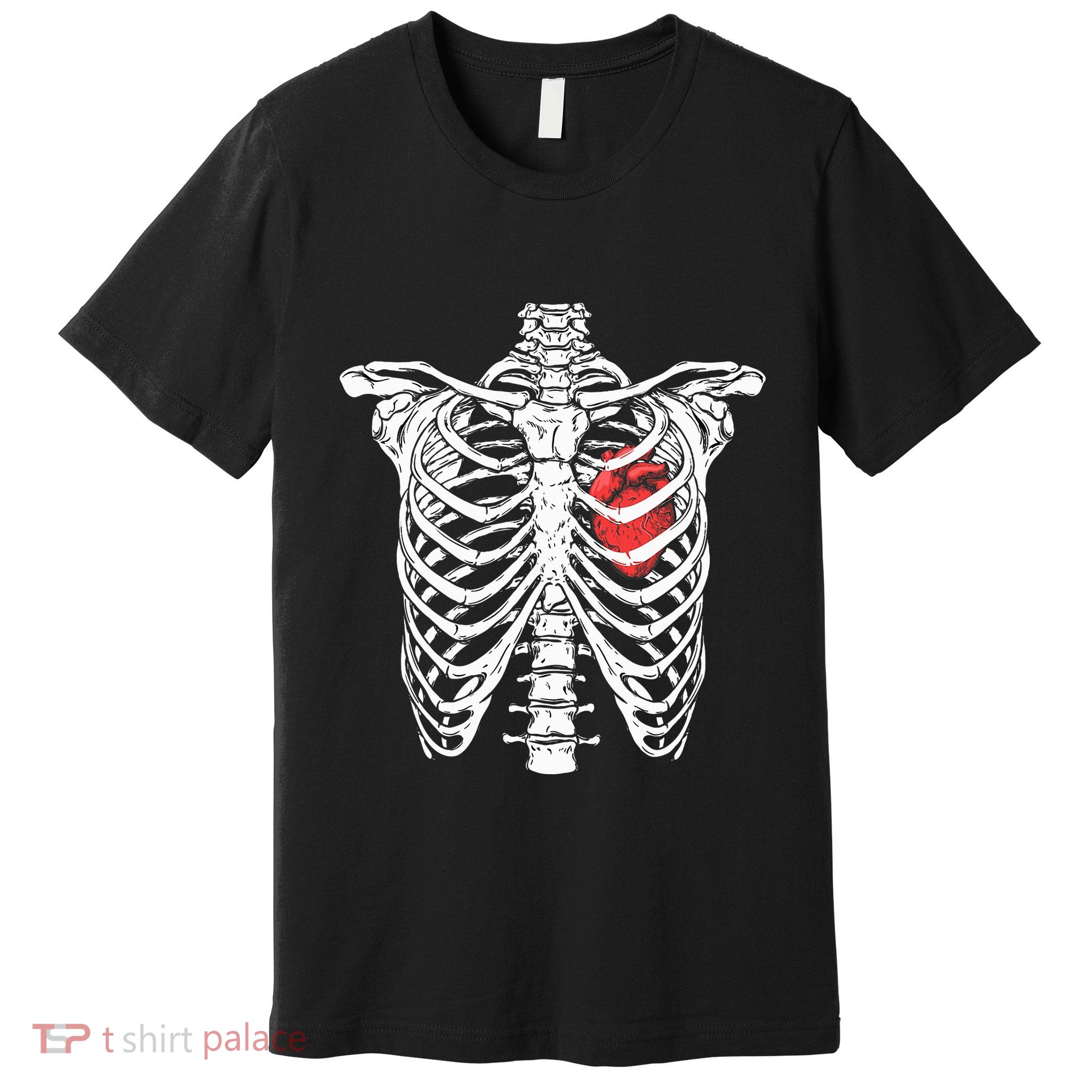 Heart And Ribcage Nurse Funny Skeleton Halloween Premium T-Shirt