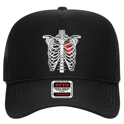 Heart And Ribcage Nurse Funny Skeleton Halloween Trucker Hat