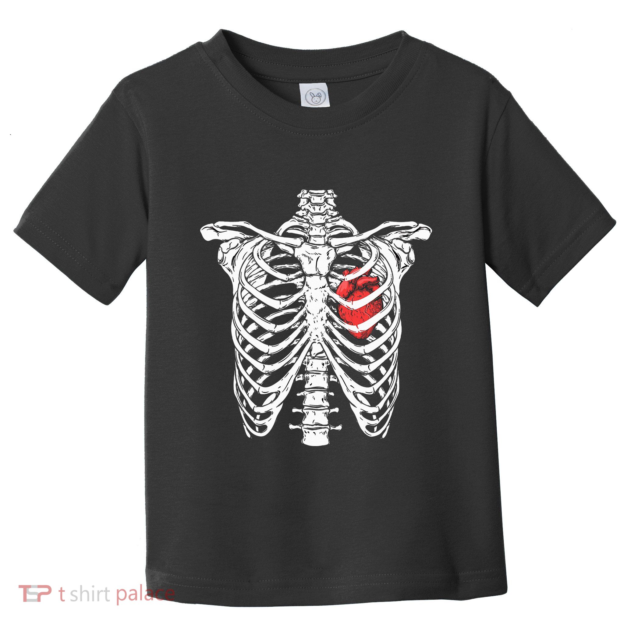 Heart And Ribcage Nurse Funny Skeleton Halloween Toddler T-Shirt