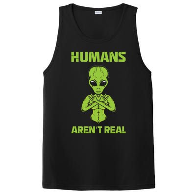 Humans Aren't Real Alien UFO Space Weird Funny Graphic PosiCharge Competitor Tank