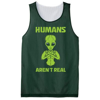 Humans Aren't Real Alien UFO Space Weird Funny Graphic Mesh Reversible Basketball Jersey Tank