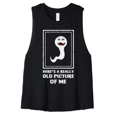 Here's A Really Old Picture Of Me Funny Sperm Women's Racerback Cropped Tank