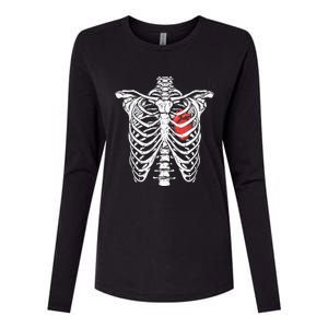 Heart And Ribcage Nurse Funny Skeleton Halloween Costume Womens Cotton Relaxed Long Sleeve T-Shirt