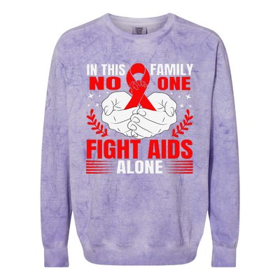 Hiv Awareness Red Ribbon World Aids Day Fighters Colorblast Crewneck Sweatshirt