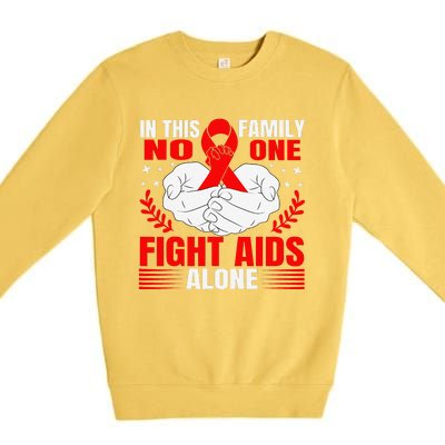 Hiv Awareness Red Ribbon World Aids Day Fighters Premium Crewneck Sweatshirt