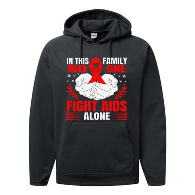 Hiv Awareness Red Ribbon World Aids Day Fighters Performance Fleece Hoodie