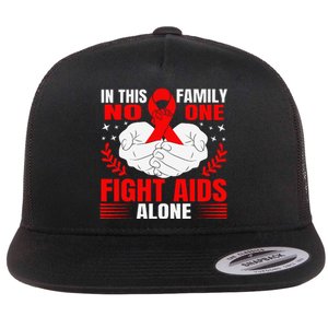 Hiv Awareness Red Ribbon World Aids Day Fighters Flat Bill Trucker Hat