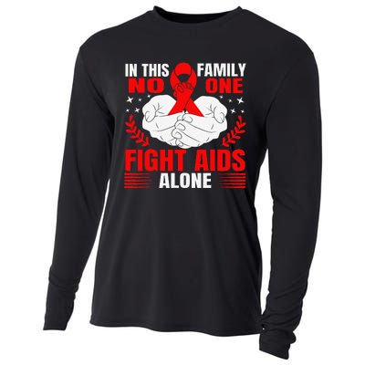 Hiv Awareness Red Ribbon World Aids Day Fighters Cooling Performance Long Sleeve Crew