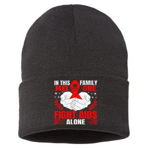 Hiv Awareness Red Ribbon World Aids Day Fighters Sustainable Knit Beanie