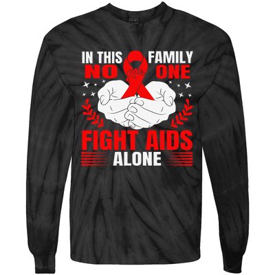 Hiv Awareness Red Ribbon World Aids Day Fighters Tie-Dye Long Sleeve Shirt