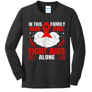 Hiv Awareness Red Ribbon World Aids Day Fighters Kids Long Sleeve Shirt