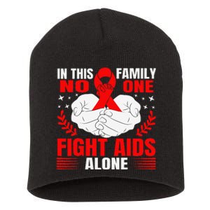 Hiv Awareness Red Ribbon World Aids Day Fighters Short Acrylic Beanie