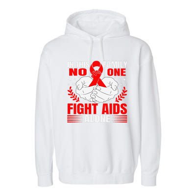 Hiv Awareness Red Ribbon World Aids Day Fighters Garment-Dyed Fleece Hoodie