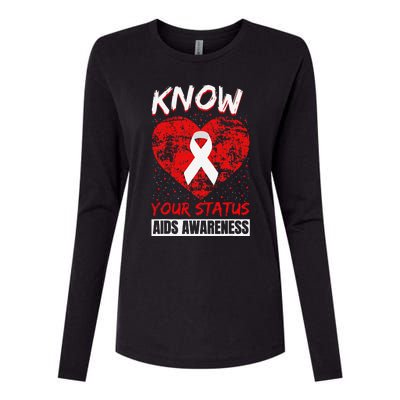 Hiv Awareness Red Ribbon World Aids Day Fighters Womens Cotton Relaxed Long Sleeve T-Shirt