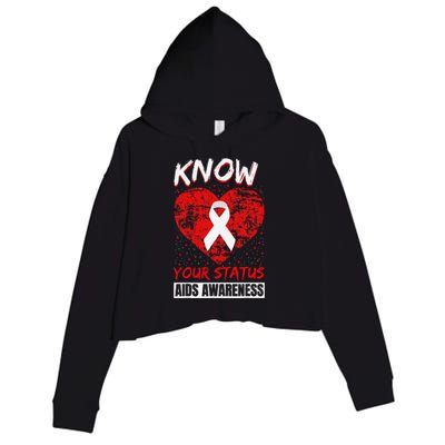 Hiv Awareness Red Ribbon World Aids Day Fighters Crop Fleece Hoodie