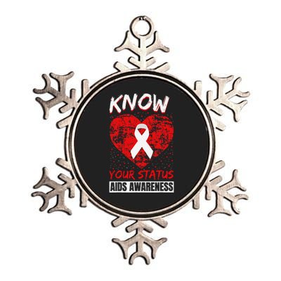 Hiv Awareness Red Ribbon World Aids Day Fighters Metallic Star Ornament