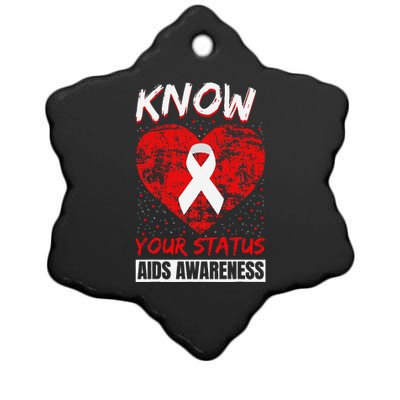 Hiv Awareness Red Ribbon World Aids Day Fighters Ceramic Star Ornament