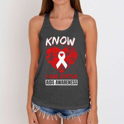 Hiv Awareness Red Ribbon World Aids Day Fighters Women's Knotted Racerback Tank