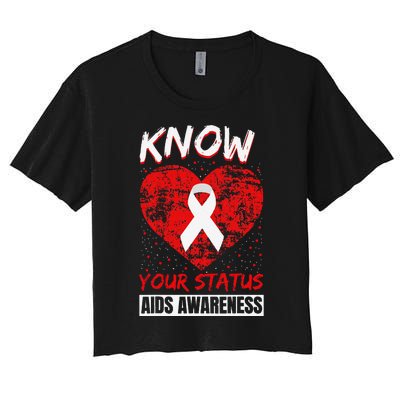 Hiv Awareness Red Ribbon World Aids Day Fighters Women's Crop Top Tee