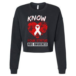 Hiv Awareness Red Ribbon World Aids Day Fighters Cropped Pullover Crew