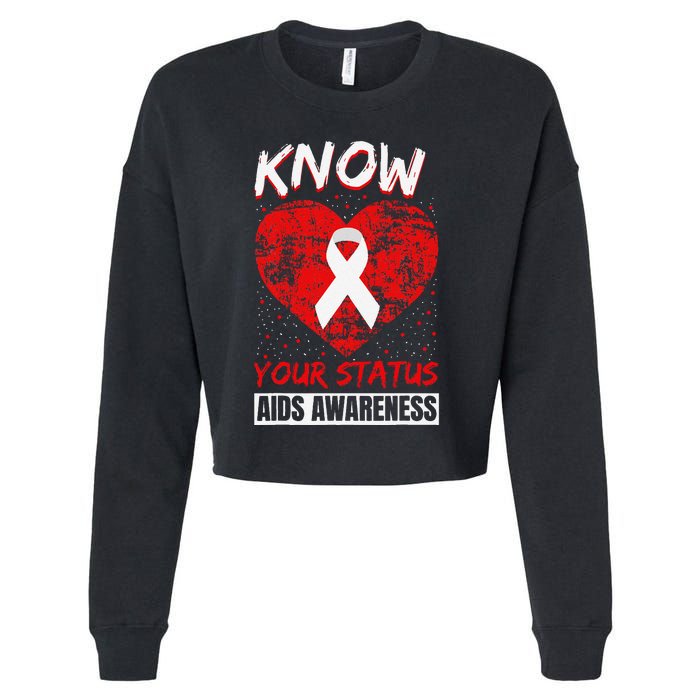 Hiv Awareness Red Ribbon World Aids Day Fighters Cropped Pullover Crew