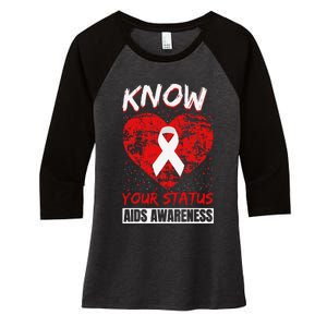 Hiv Awareness Red Ribbon World Aids Day Fighters Women's Tri-Blend 3/4-Sleeve Raglan Shirt