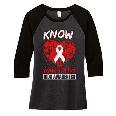 Hiv Awareness Red Ribbon World Aids Day Fighters Women's Tri-Blend 3/4-Sleeve Raglan Shirt