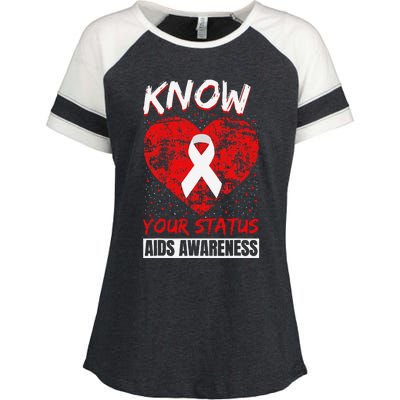 Hiv Awareness Red Ribbon World Aids Day Fighters Enza Ladies Jersey Colorblock Tee