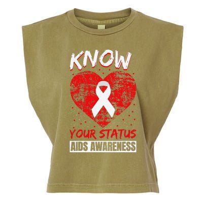 Hiv Awareness Red Ribbon World Aids Day Fighters Garment-Dyed Women's Muscle Tee