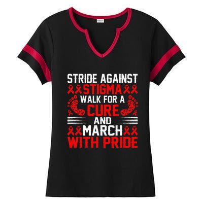 Hiv Awareness Red Ribbon World Aids Day Fighters Ladies Halftime Notch Neck Tee