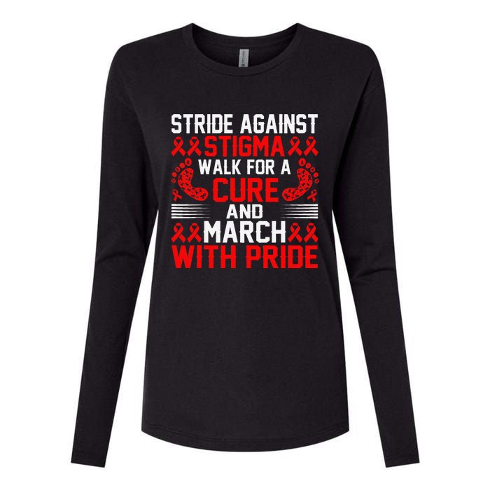 Hiv Awareness Red Ribbon World Aids Day Fighters Womens Cotton Relaxed Long Sleeve T-Shirt