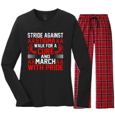 Hiv Awareness Red Ribbon World Aids Day Fighters Women's Long Sleeve Flannel Pajama Set 