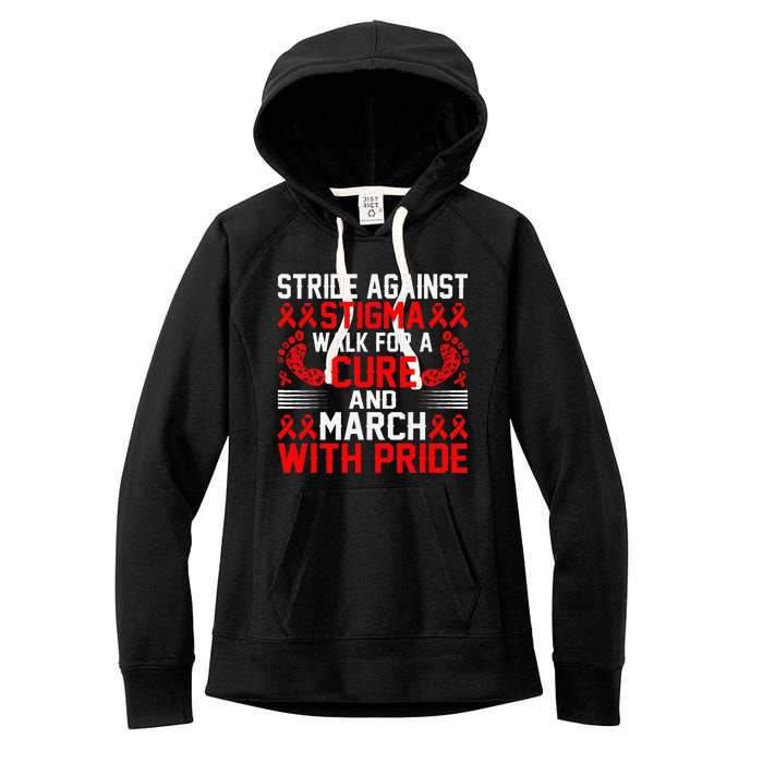 Hiv Awareness Red Ribbon World Aids Day Fighters Women's Fleece Hoodie