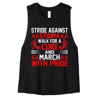 Hiv Awareness Red Ribbon World Aids Day Fighters Women's Racerback Cropped Tank