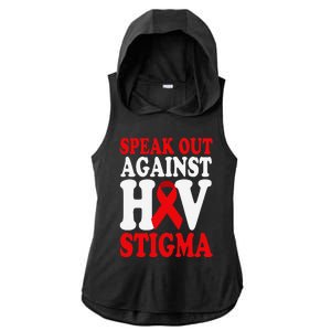 Hiv Awareness Red Ribbon World Aids Day Fighters Ladies PosiCharge Tri-Blend Wicking Draft Hoodie Tank