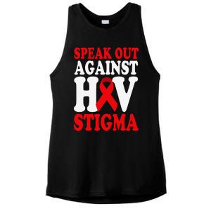 Hiv Awareness Red Ribbon World Aids Day Fighters Ladies PosiCharge Tri-Blend Wicking Tank