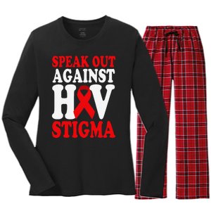 Hiv Awareness Red Ribbon World Aids Day Fighters Women's Long Sleeve Flannel Pajama Set 