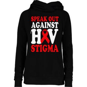 Hiv Awareness Red Ribbon World Aids Day Fighters Womens Funnel Neck Pullover Hood