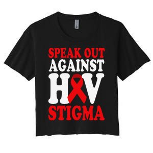 Hiv Awareness Red Ribbon World Aids Day Fighters Women's Crop Top Tee