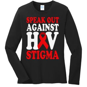 Hiv Awareness Red Ribbon World Aids Day Fighters Ladies Long Sleeve Shirt