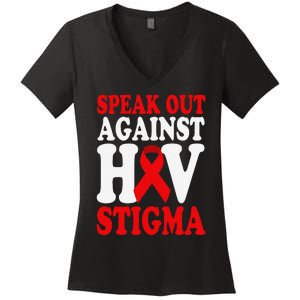 Hiv Awareness Red Ribbon World Aids Day Fighters Women's V-Neck T-Shirt