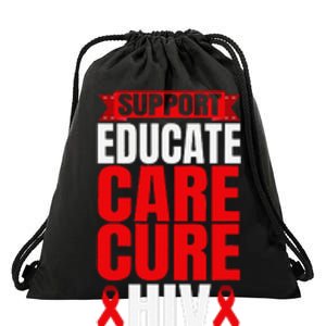 Hiv Awareness Red Ribbon World Aids Day Fighters Drawstring Bag