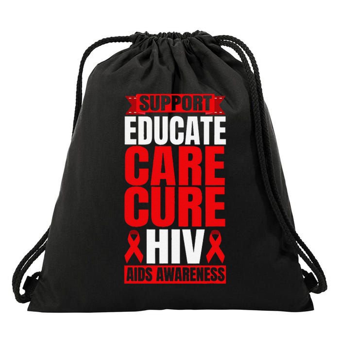 Hiv Awareness Red Ribbon World Aids Day Fighters Drawstring Bag