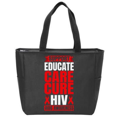 Hiv Awareness Red Ribbon World Aids Day Fighters Zip Tote Bag